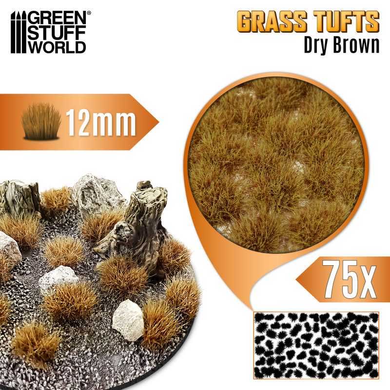 Green Stuff World - Static Grass Tufts Dry Brown (12mm)