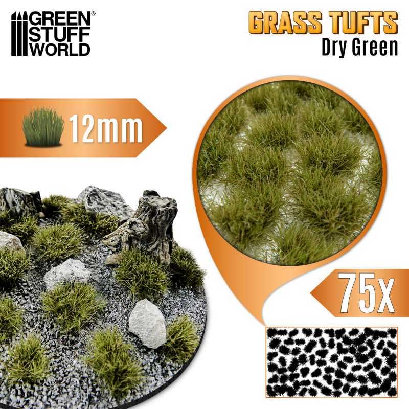 Green Stuff World - Static Grass Tufts Dry Green (12mm)