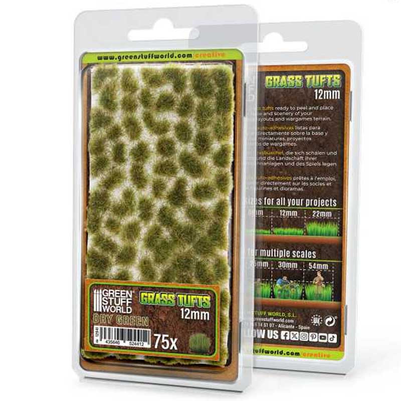 Green Stuff World - Static Grass Tufts Dry Green (12mm)