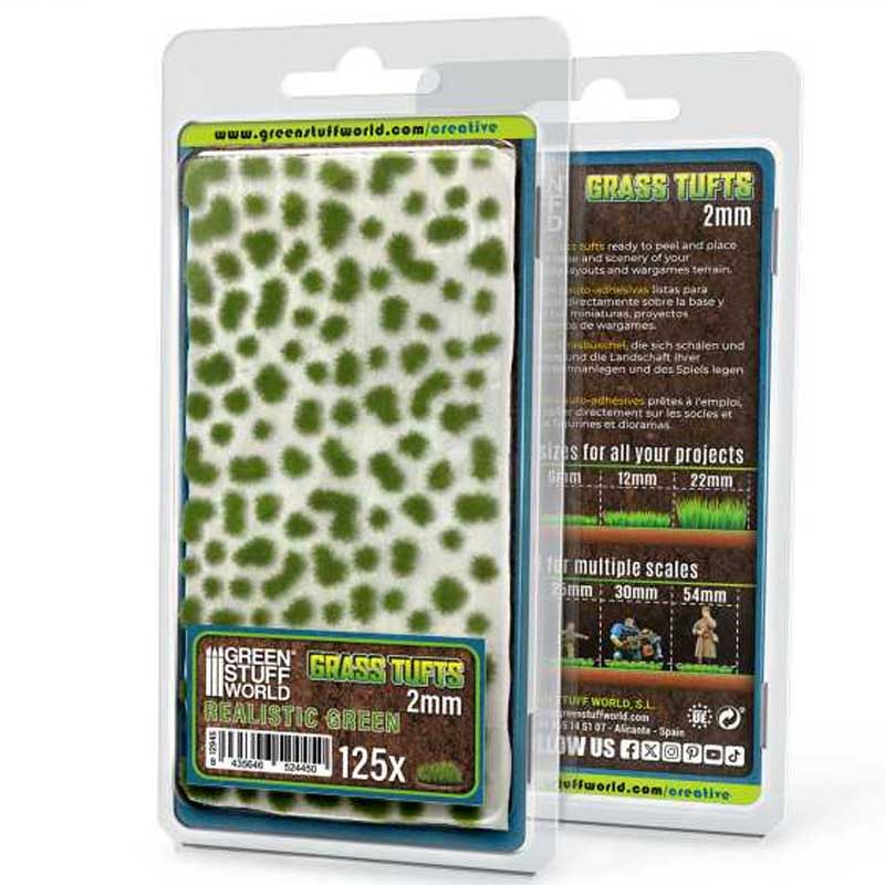 Green Stuff World - Static Grass Tufts Realistic Green (2mm)