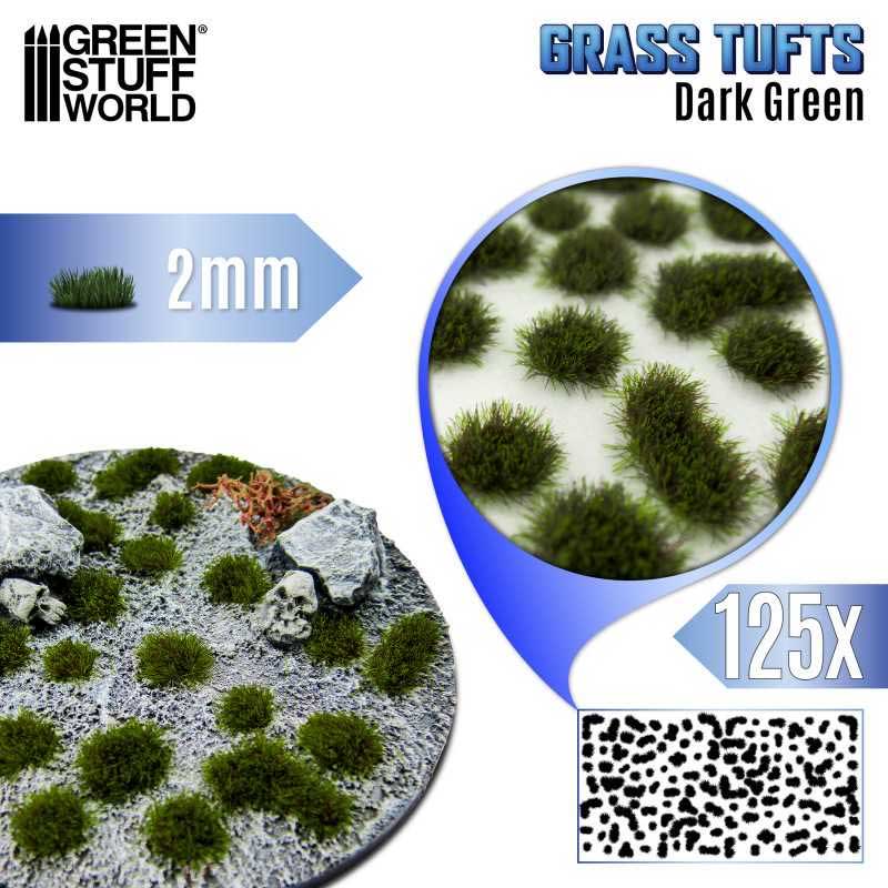 Green Stuff World - Static Grass Tufts Dark Green (2mm)