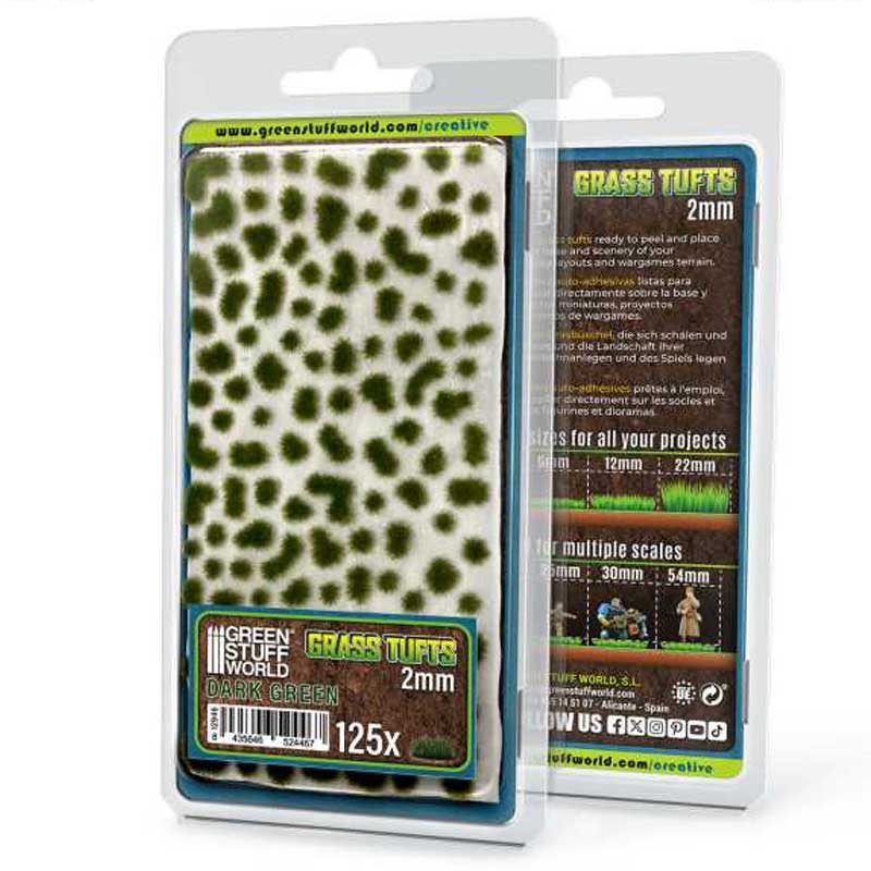 Green Stuff World - Static Grass Tufts Dark Green (2mm)