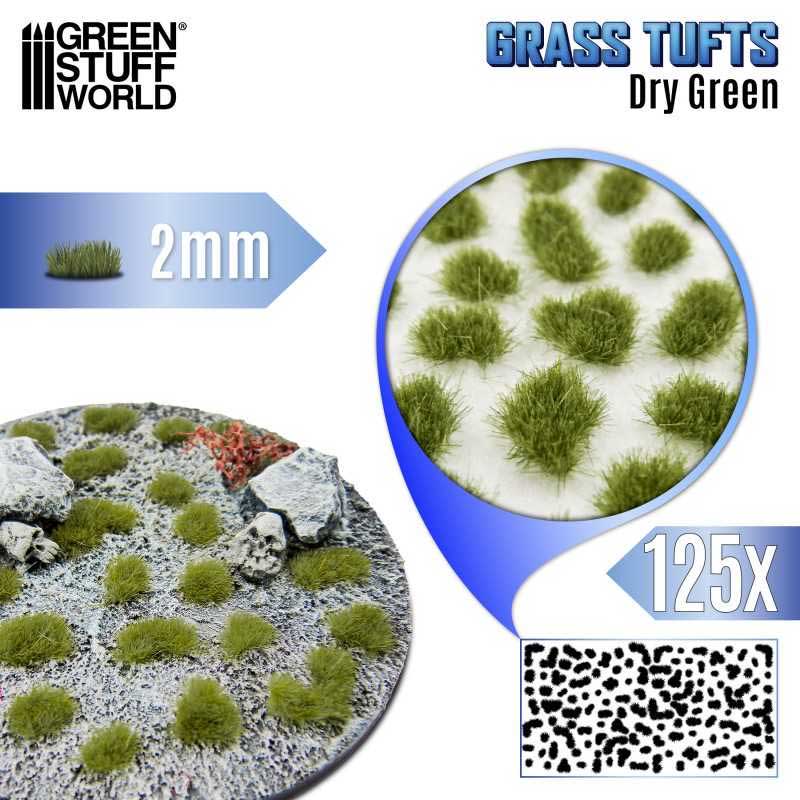 Green Stuff World - Static Grass Tufts Dry Green (2mm)