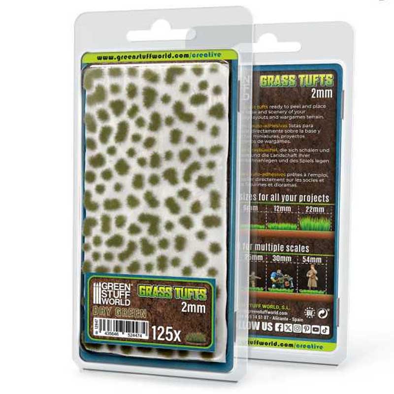 Green Stuff World - Static Grass Tufts Dry Green (2mm)