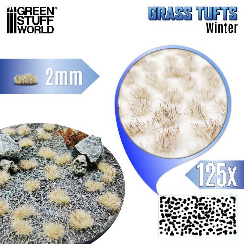 Green Stuff World - Static Grass Tufts Winter White (2mm)