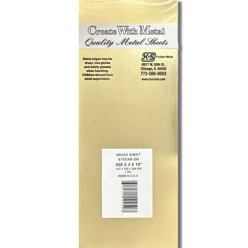 K & S Metal .005in 10x4in Brass Sheet (1pk) 250