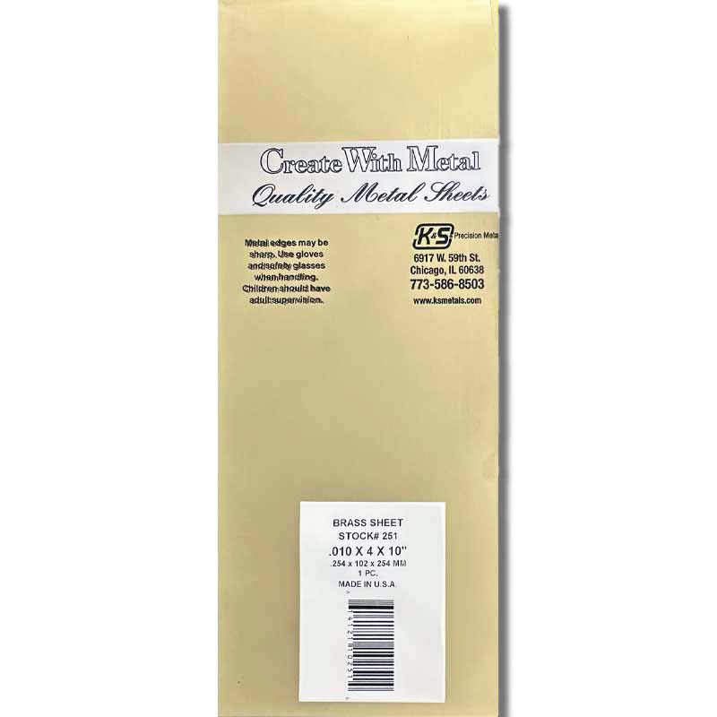K & S Metal .010in 10x4in Brass Sheet (1pk) 251