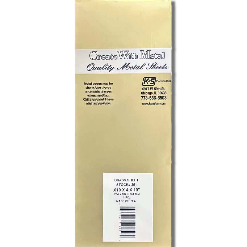 K & S Metal .015in 10x4in Brass Sheet (1pk) 252