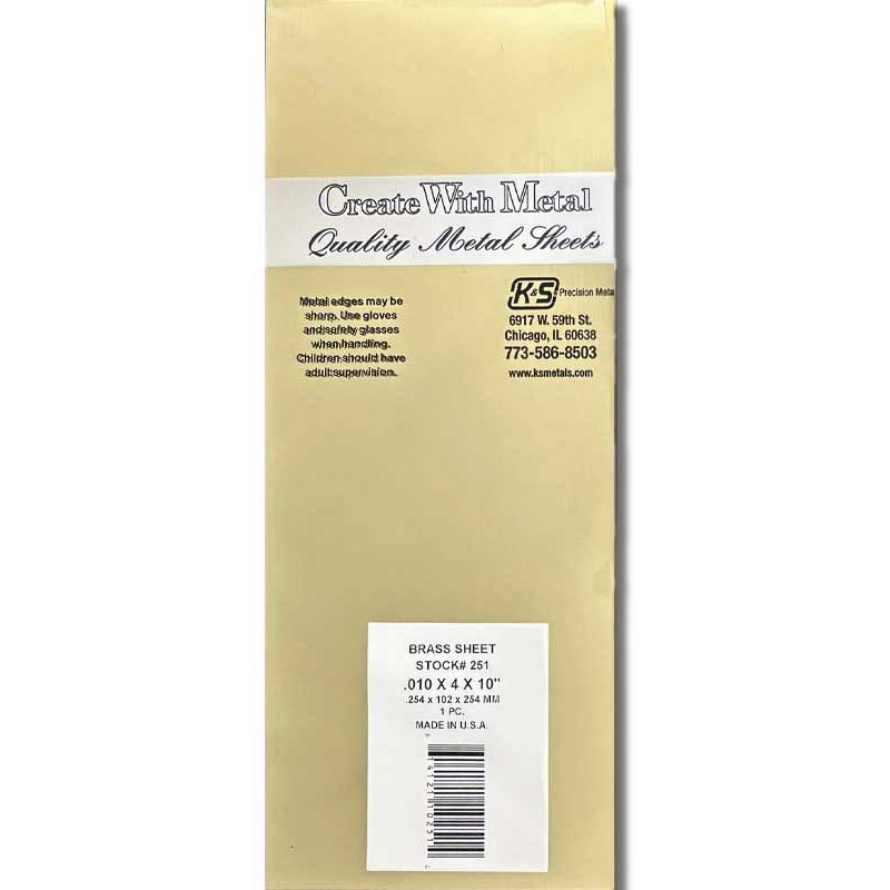 K & S Metal .032in 10x4in Brass Sheet (1pk) 253