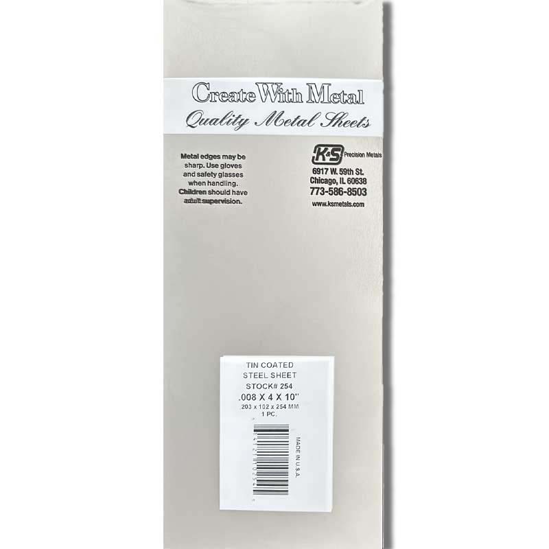 K & S Metal .008in 10x4in Tin Coated Steel Sheet Bright (1pk) 254