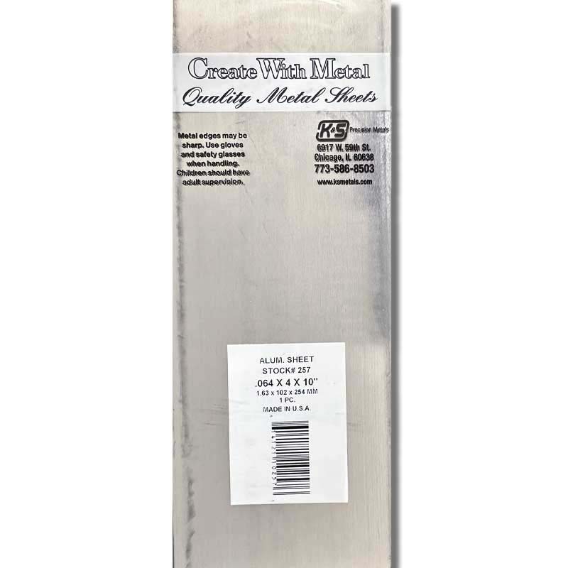 K & S Metal .064in 10x4in Aluminium Sheet (1pk) 257