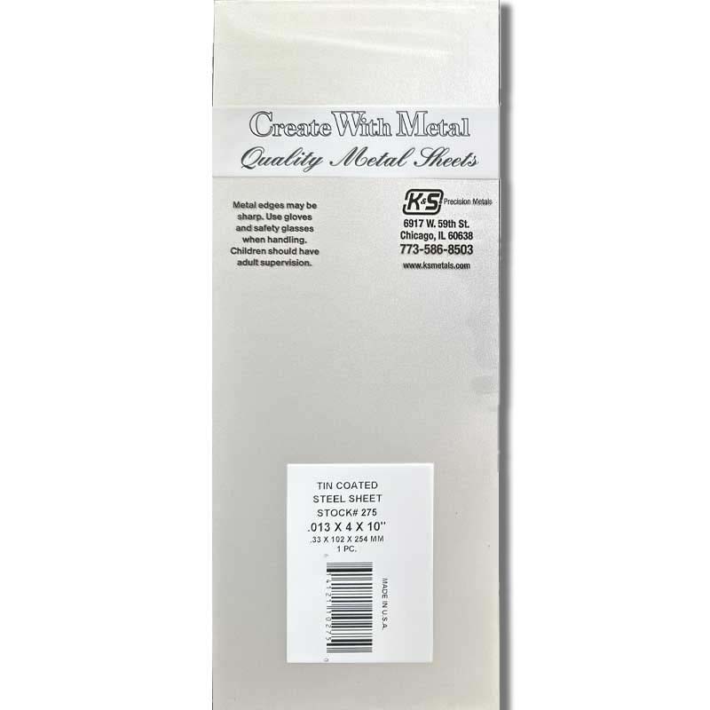 K & S Metal .013in 10x4in Tin Coated Steel Sheet Dull Matte (1pk) 275