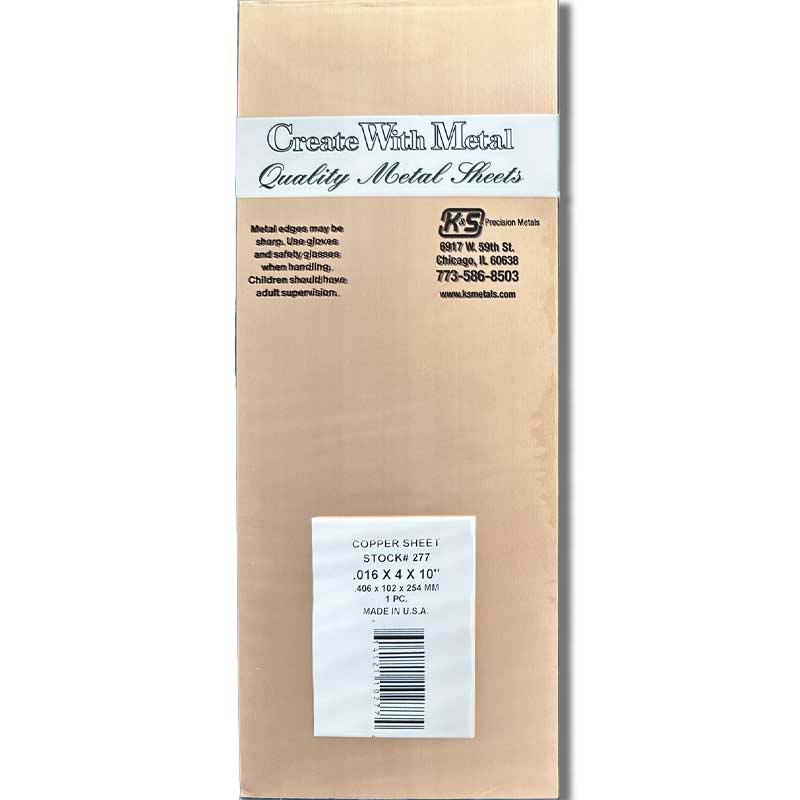 K & S Metal .016in 10x4in Copper Sheet (1pk) 277