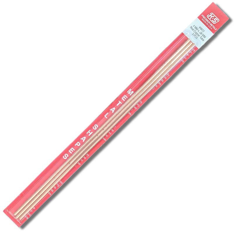 K & S Metal 4mm Copper Round Tube .36mm Wall L300mm (3pk) 9872