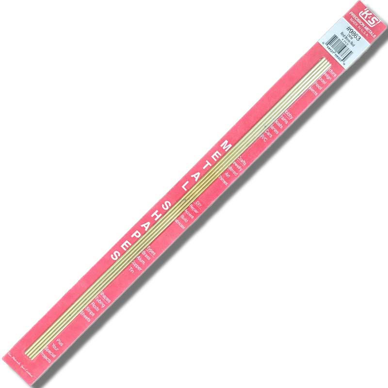 K & S Metal 2mm Brass Round Rod L300mm (4pk) 9863