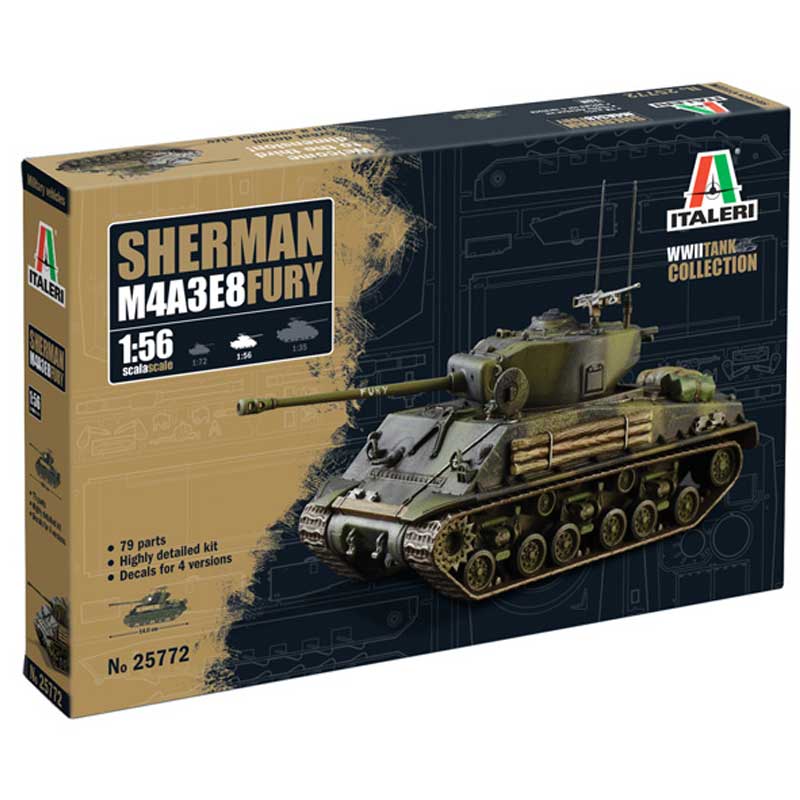 Italeri M4A3E8 Sherman Fury (1/56) W25772