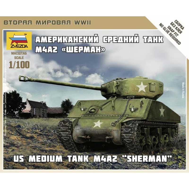 Zvezda US Medium Tank M4A2 Sherma (1/100) 6263