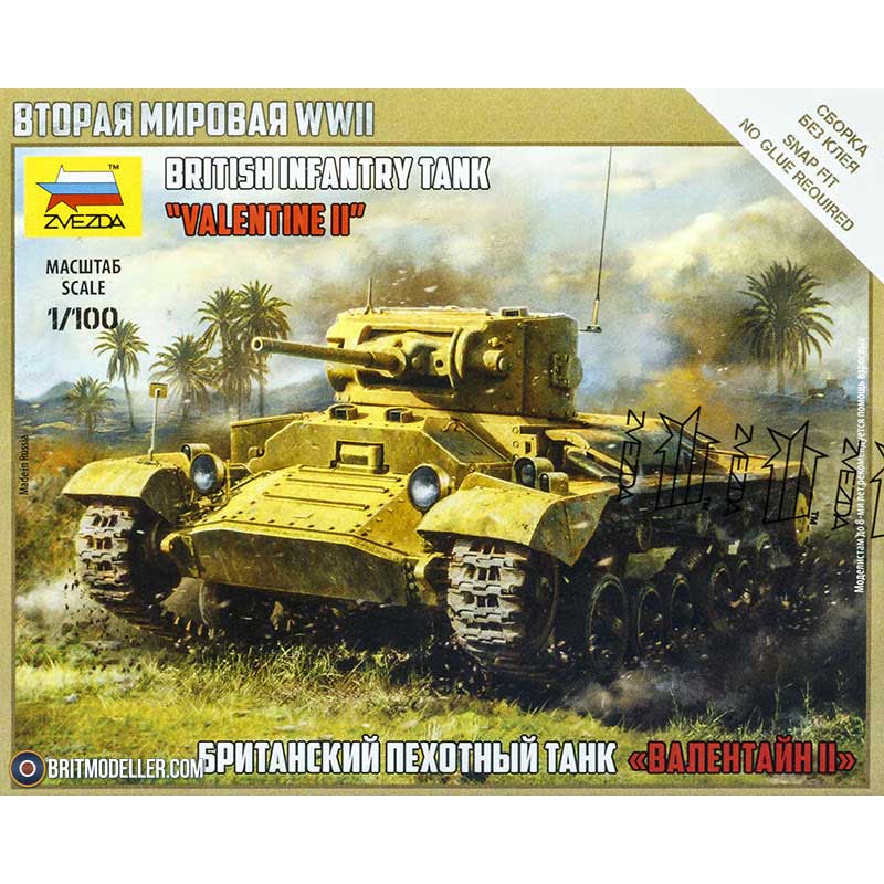 Zvezda British Infantry Tank Valentine Mk.II (1/100) 6280