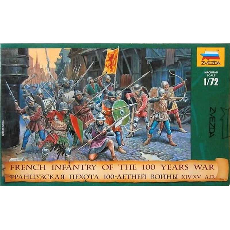 Zvezda French Infantry 100 Years War XIV-XV centuries AD (1/72) 8053