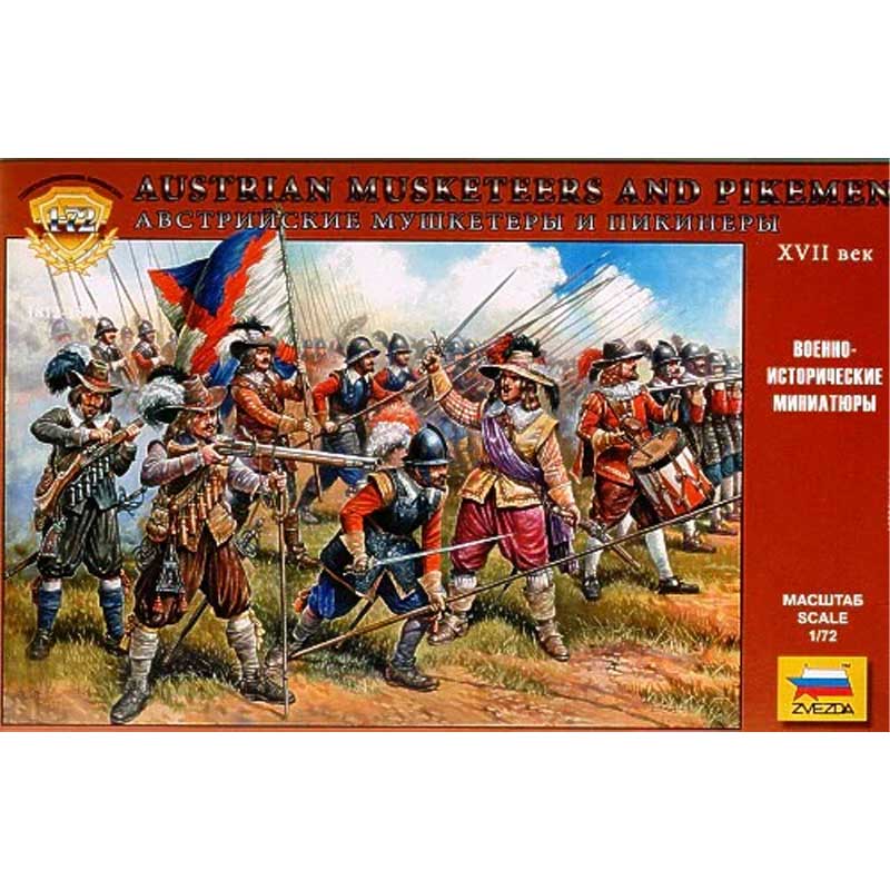 Zvezda Austrian Musketeers and Pikemen XVII century AD (1/72) 8061