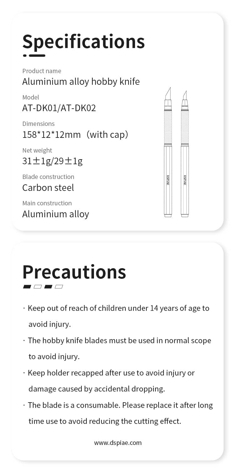 DSPIAE Narrow Blade Hobby Knife AT-DK02