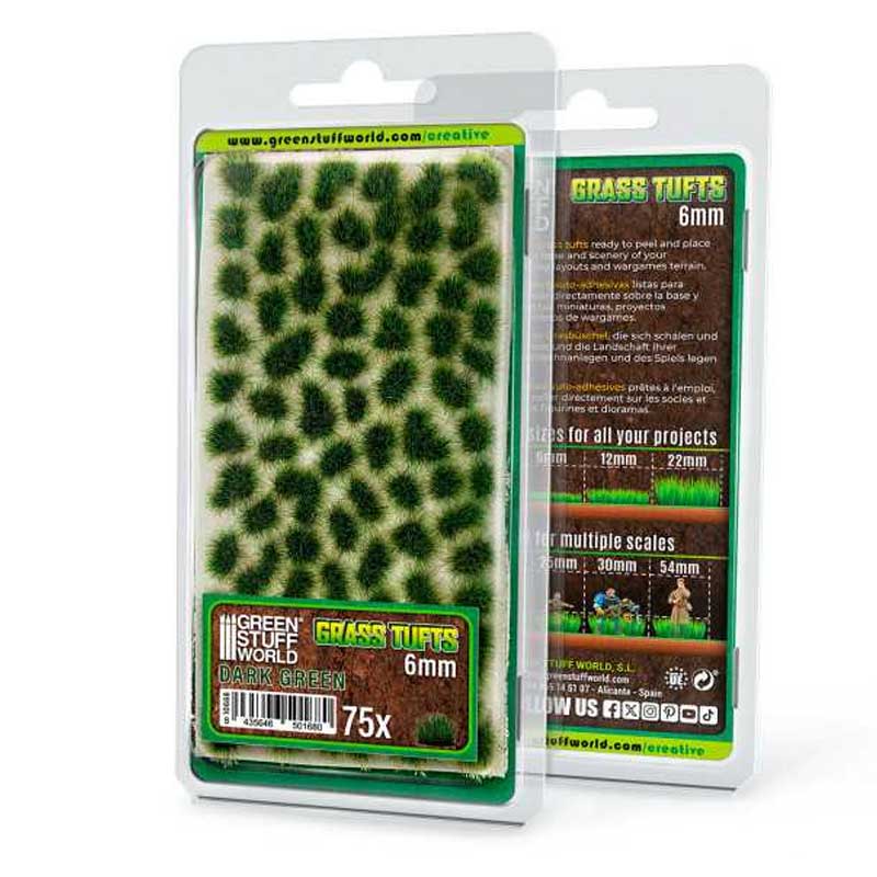 Green Stuff World - Static Grass Tufts Dark Green (6mm)