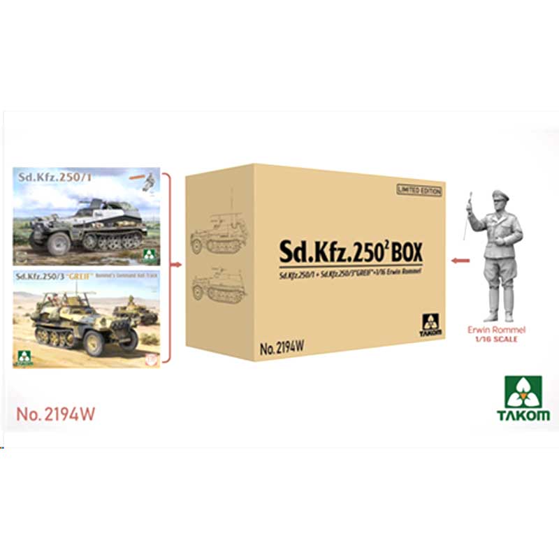 Takom Sd.Kfz. 250 BIG BOX 2 kits & 1:16 Rommel figure 0 (1/35) 2194W
