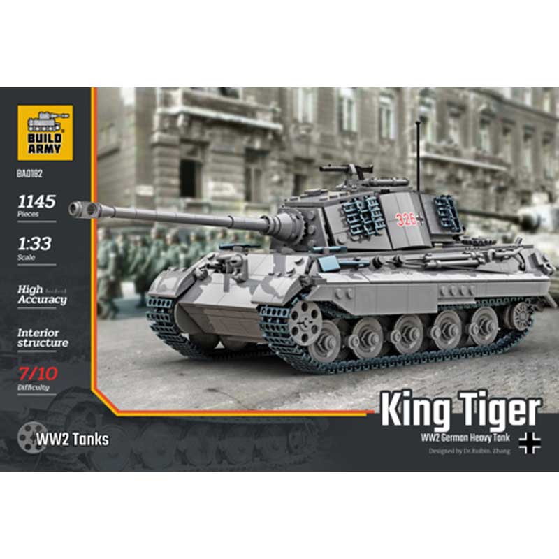 Build Army King Tiger (Tiger II) Grey 1145pcs BA0182