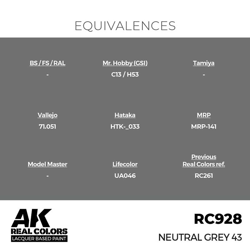 AK Interactive Real Color - Neutral Grey 43 (17ml) RC928