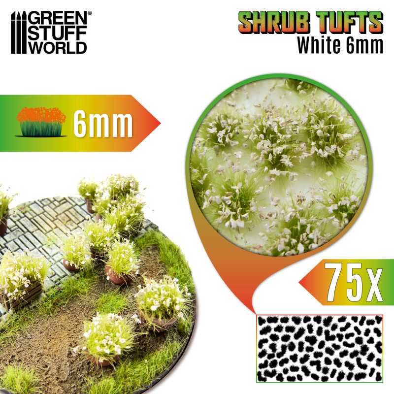 Green Stuff World - Shrub Tufts Self-Adhesive - White (6mm)