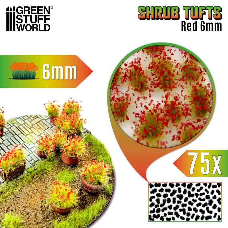 Green Stuff World - Shrub Tufts Self-Adhesive - Red (6mm)
