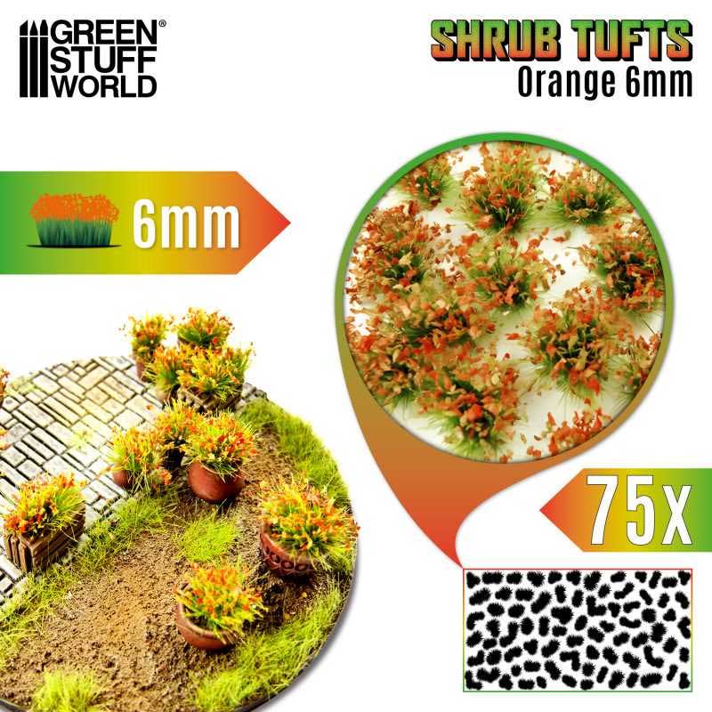 Green Stuff World - Shrub Tufts Self-Adhesive - Orange (6mm)