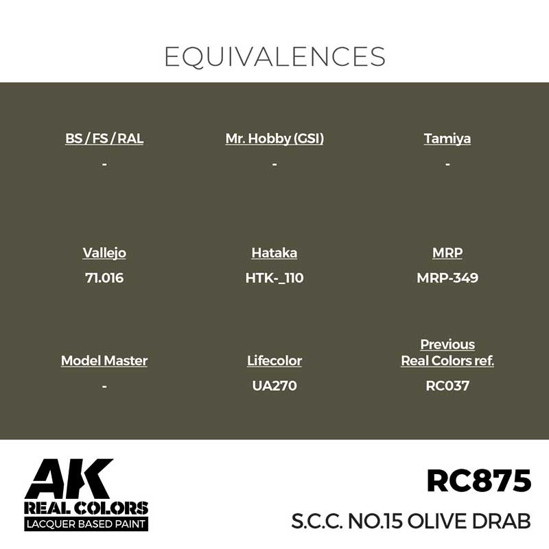 AK Interactive Real Color - S.C.C. No.15 Olive Drab (17ml) RC875