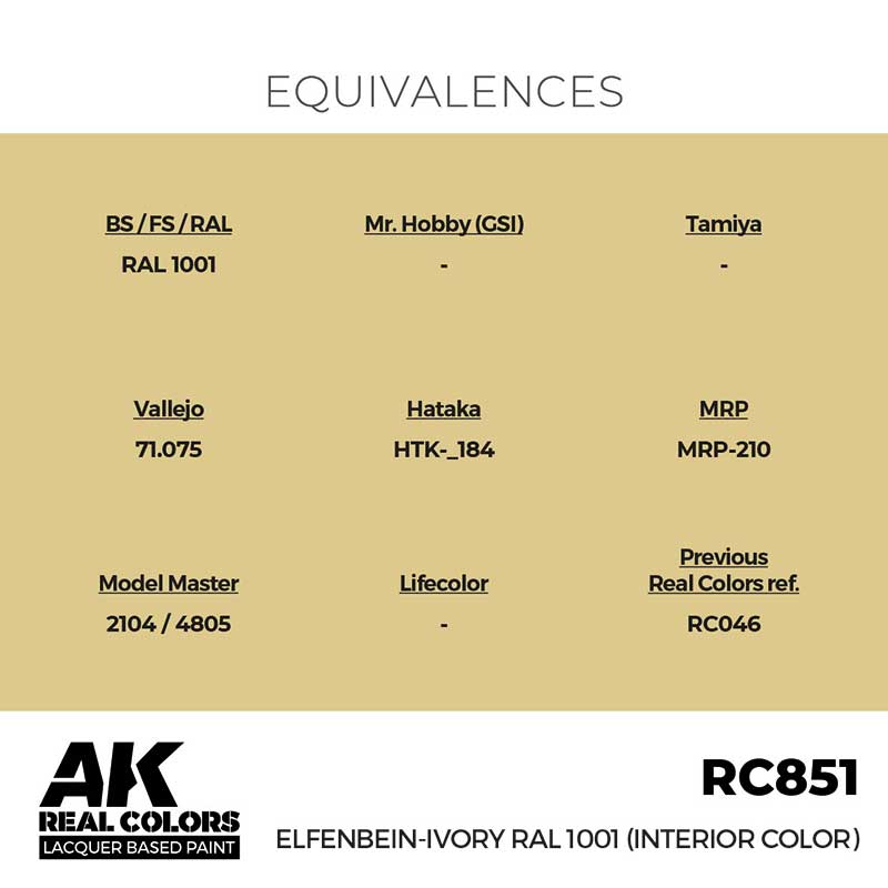 AK Interactive Real Color - Elfenbein-Ivory RAL 1001 (Interior Color) (17ml) RC851