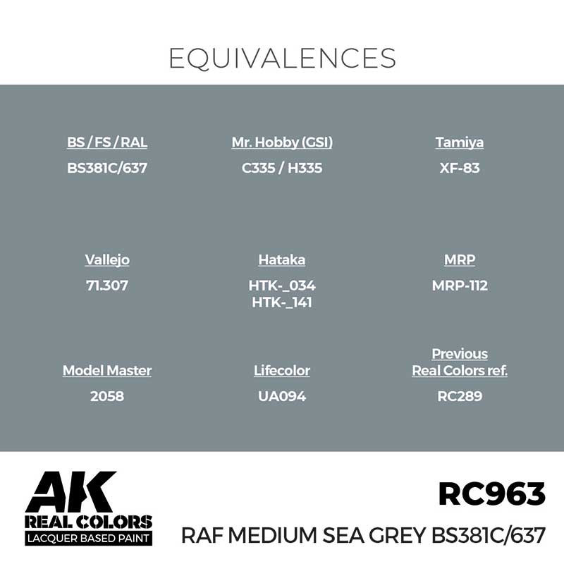 AK Interactive Real Color - RAF Medium Sea Grey BS381C/637 (17ml) RC963