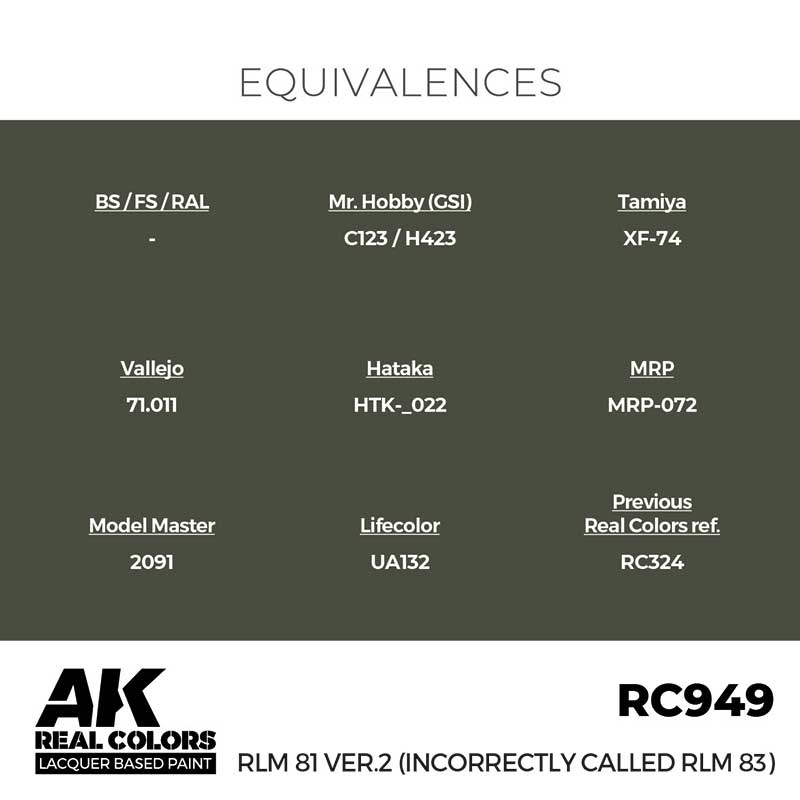 AK Interactive Real Color - RLM 81 Ver.2 (incorrectly called RLM 83) (17ml) RC949
