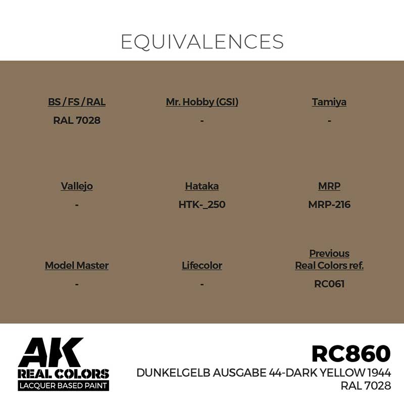 AK Interactive Real Color - Dunkelgelb Ausgabe 44-Dark Yellow 1944 RAL 7028 (17ml) RC860