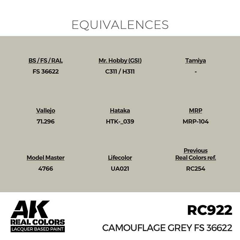 AK Interactive Real Color - Camouflage Grey FS 36622 (17ml) RC922