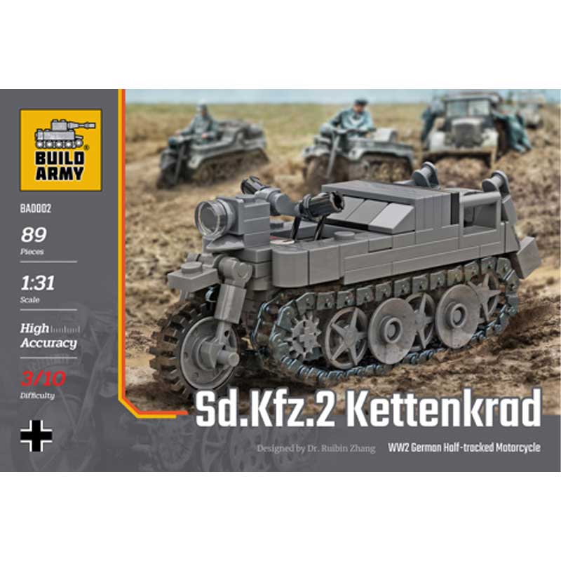 Build Army Kettenkrad Tracked Motorcycle 89pcs BA0002