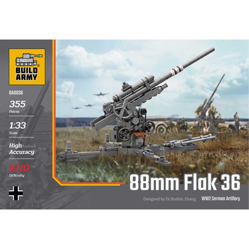 Build Army 88mm Flak 36 Artillery 355pcs BA0036