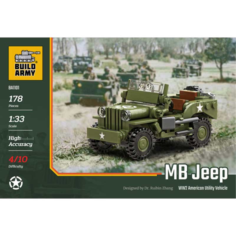 Build Army Willys MB Jeep Utility Vehicle 178pcs BA1101