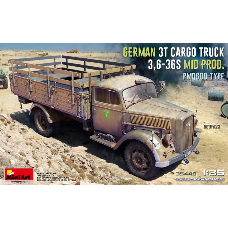 Miniart German 3t Cargo Truck 3.6-36S Mid Production PMQ600-Type (1/35) 35449
