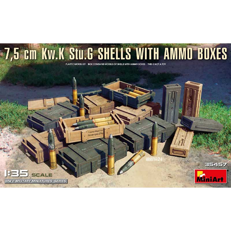Miniart 7.5 cm Kw.K Stu.G Shells With Ammo Boxes (1/35) 35457