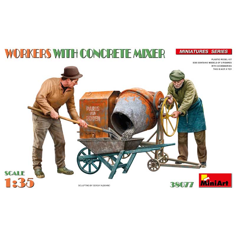 Miniart Workers With Concrete Mixer (1/35) 38077
