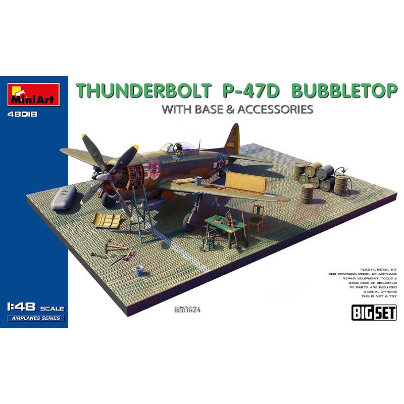 Miniart Thunderbolt P-47D Bubbletop With Base and Accessories (1/48) 48018