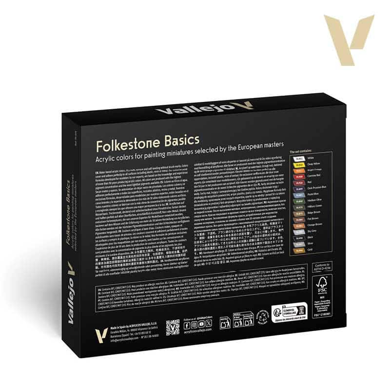 Vallejo Folkestone Basics Model Color Paint Set 70.101