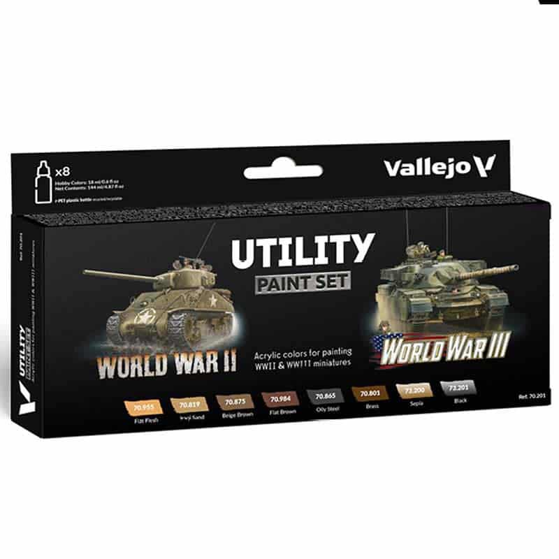 Vallejo Utility Paint Set WWII & WWIII Model Color Paint Set 70.201