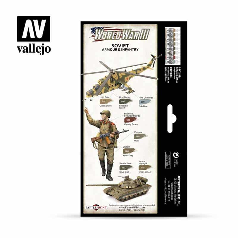 Vallejo WWIII Soviet Armour & Infantry Model Color Paint Set 70.221