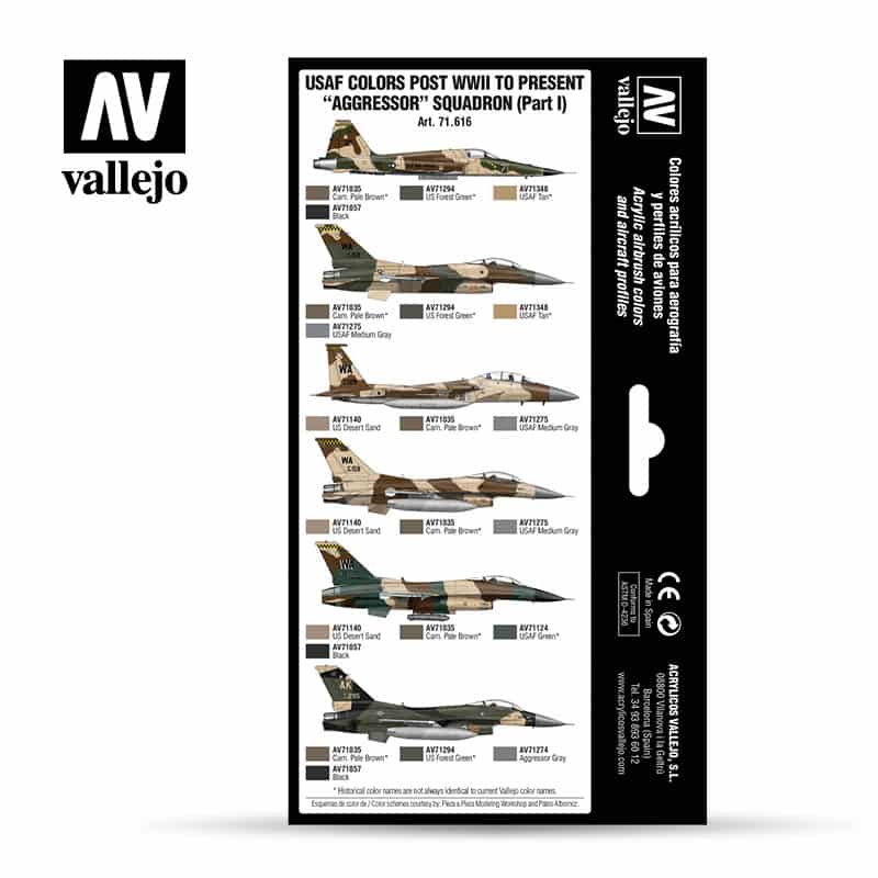 Vallejo Paint Set USAF colors post WWII to present Aggressor Squadron (Part I) 71.616