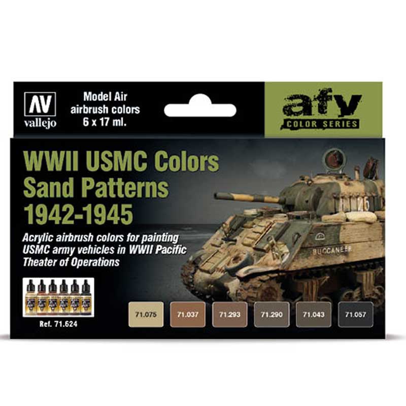 Vallejo Paint Set WWII USMC Colors Sand Patterns 1942-1945 71.624